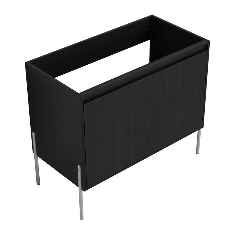 Meuble-lavabo de salle de bain autoportant avec portes à fermeture douce (ensemble KD) - sans le lavabo, Noir