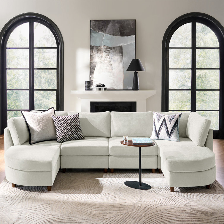 Dayman 6-Piece Modern Storage Convertible Sectional Sofa with End Table