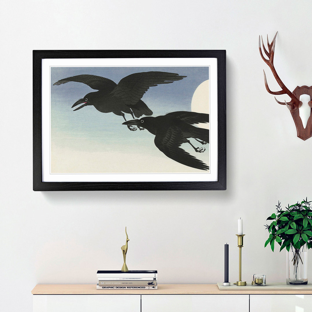 Crows at Full Moon by Ohara Koson - Framed Print