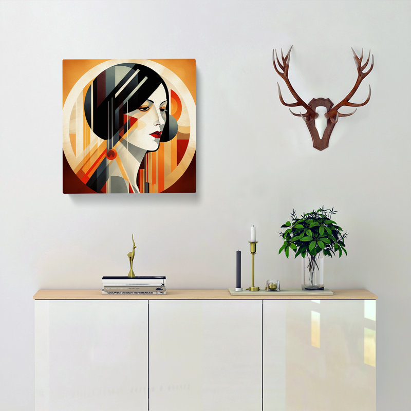 Art Deco Woman Bauhaus No.5 - Wrapped Canvas - Framed Print, 35cm H x 35cm W x 3cm D