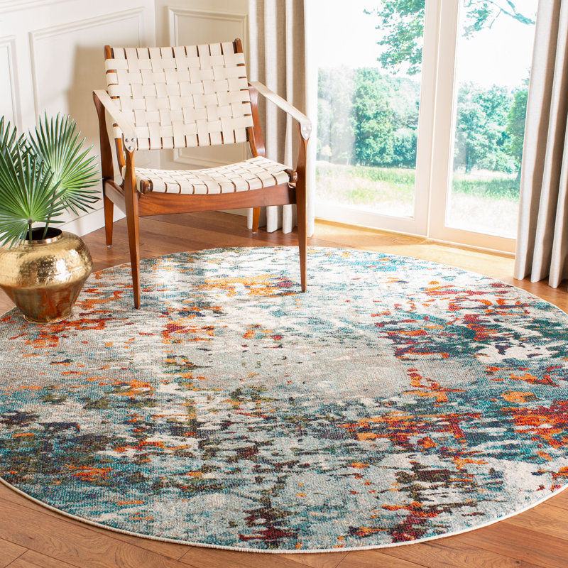 Tapis Ikat Imraan, Rond 5 pi 3 po, Brown/Ivory