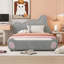 Lit plateforme double en velours pleine grandeur sans sommier, support solide et pochette de rangement, gris