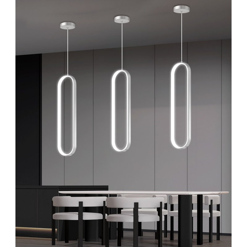 Lustre moderne moderne à DEL, Silver
