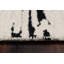 Tapis abstrait noir / blanc en laine tissé à la main-317969455
