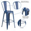 Commercial Grade Distressed Metal Indoor-Outdoor Counter Height Stool with Back-331454706-331454665