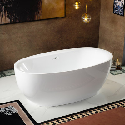 WOODBRIDGE 66" Acrylic Freestanding Bathtub Contemporary Soaking White Tub