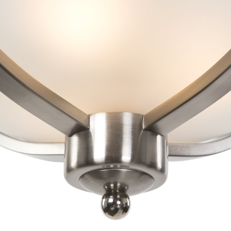 Luminaire suspendu unique à 3 lumières Babin, Acier satiné, H 21 po x l 16 po x P 16 po