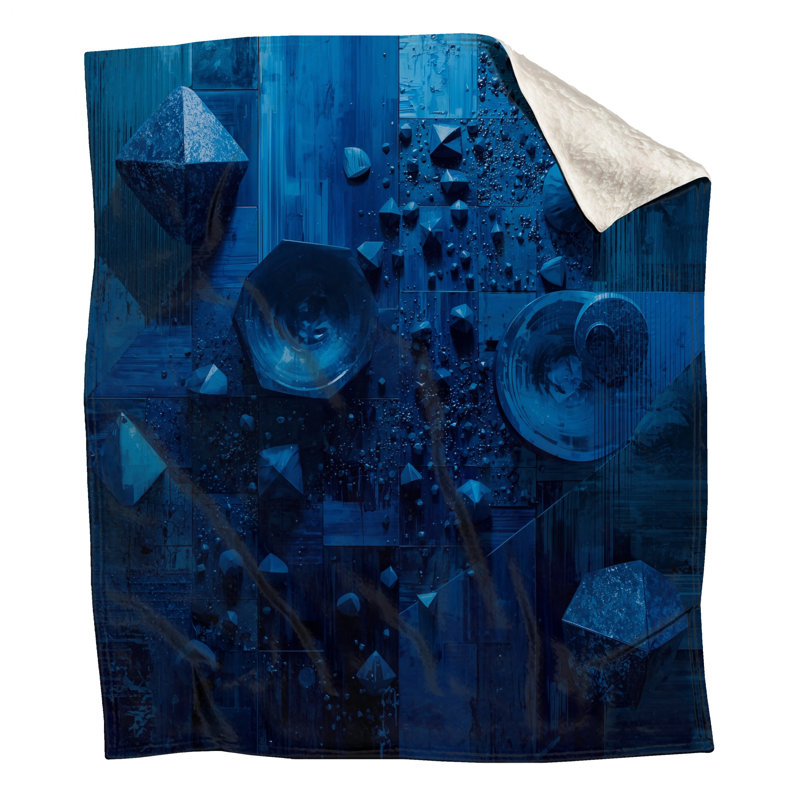 Couvertures bleues à formes géométriques, L 50 po x H 60 po