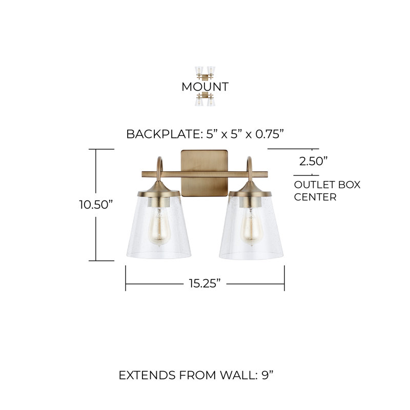 Éclairage pour meuble-lavabo à intensité variable Esley, Laiton vieilli, 2