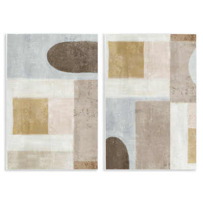Geometric Subtle Drifts 2pc Wall Plaque Set, design by Emma Peal