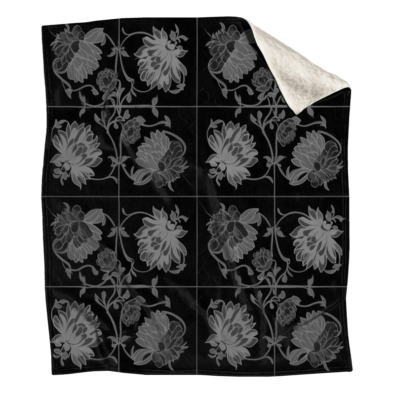 Couvertures noires à motif floral, 50in W x 60in H