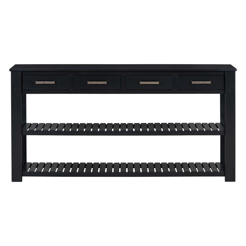 Élégante console d'entrée avec 4 tiroirs et 2 tablettes, Noir