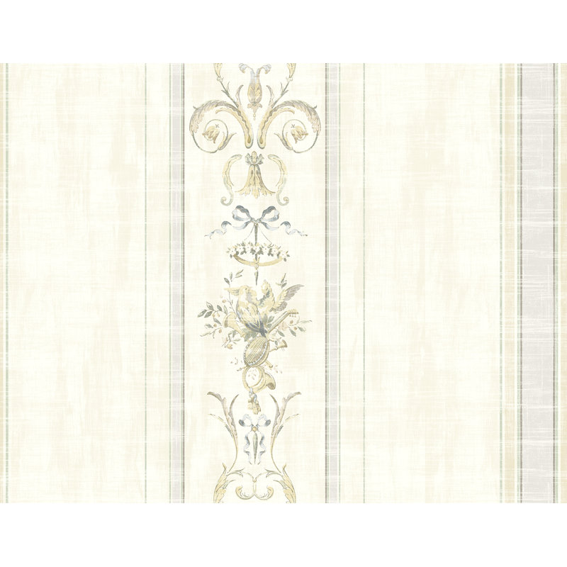Papier peint Seabrook Designs, Ivoire / bleu / gris / vert