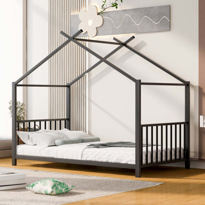 Twin Size Metal House Platform Bed