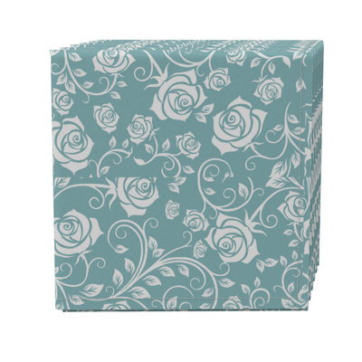 Square Floral Cotton Twill Dining Linen Set - Set of 4