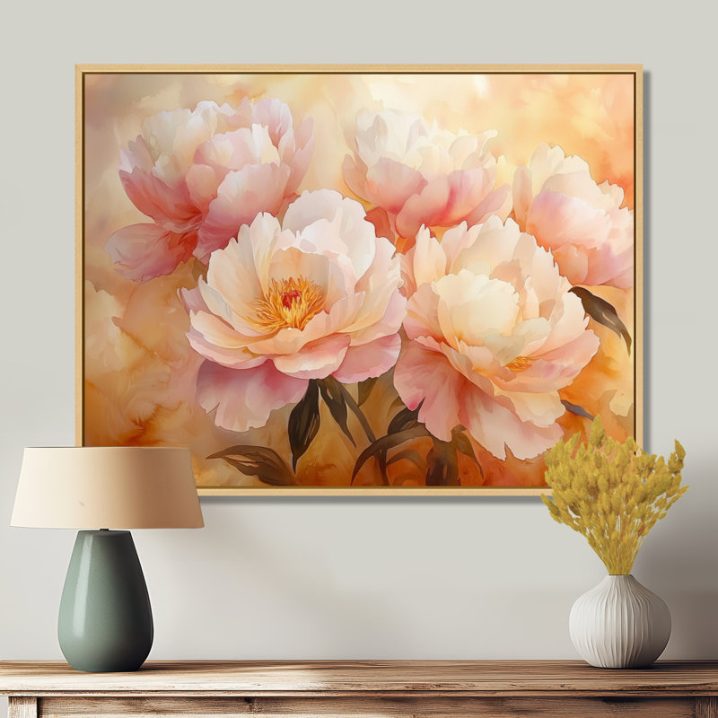 Ilmari - Floral Oversized Canvas Prints, Floater Framed Print, Cream, 24" H x 32" W