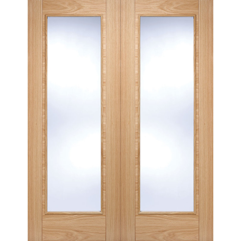 Vancouver Glazed Oak Internal Door Pair, 198.1cm H x 106.7cm W x 4cm D