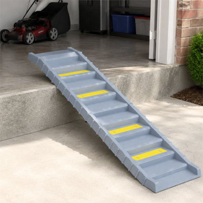 Rampe pliable grise à dix marches pour chien, avec surface antidérapante en TPR, capacité de 25 kg, légère et portable, idéale pour les voitures, camions, VUS, lits hauts et usage domestique.