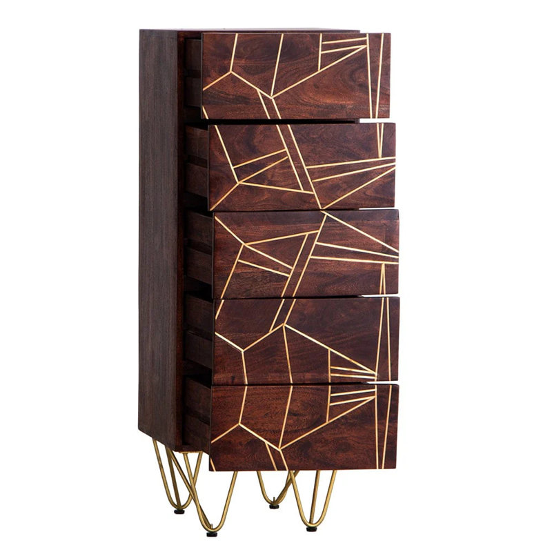 Anotida Solid Wood 45cm W 5 - Drawer Chest of Drawers