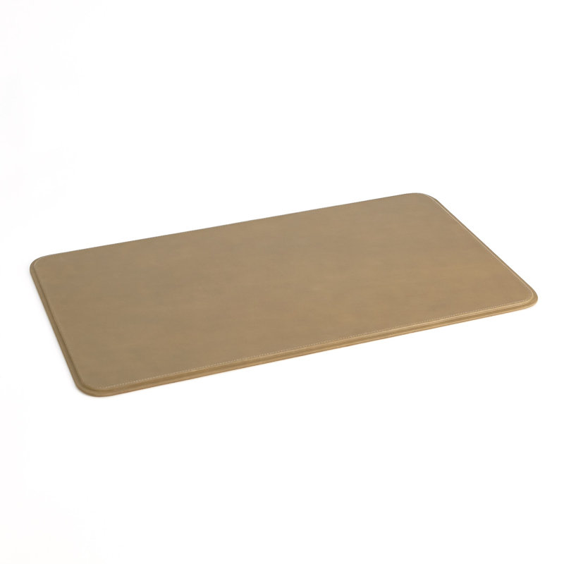 Radius Edge Leather Desk Blotter, Light Brown