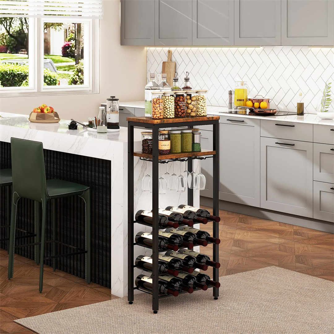Open Shelving Wine Bottle Rack Brown