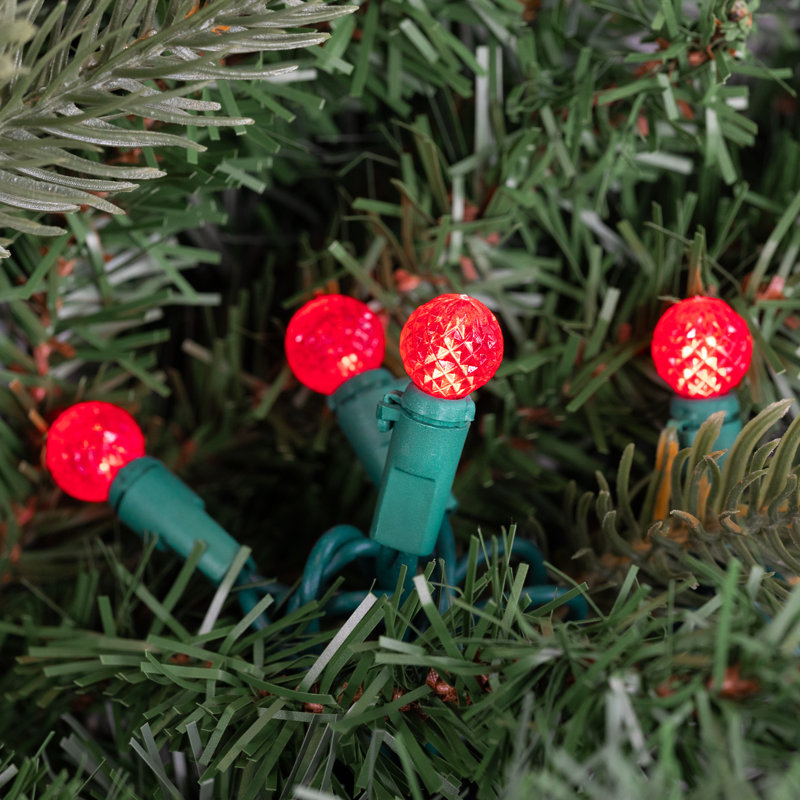 Lumières de Noël DEL G12 Berry - fil vert 16 pi - 50 carats, Rouge