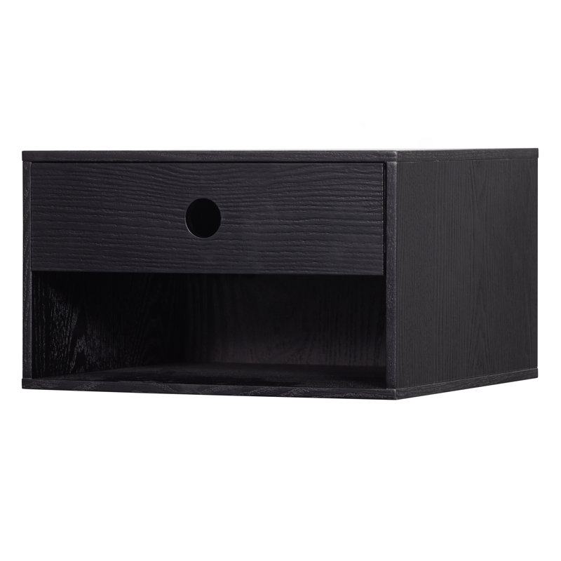 Makiaya 34cm W Manufactured Wood Bedside Table, Black