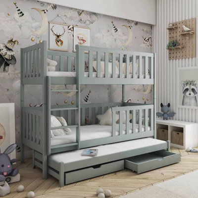Plimoth Kids Bunk Bed with Trundle with Drawers