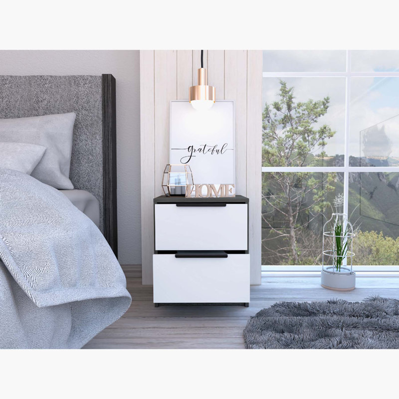 Eter 16.1'' W Nightstand, Smokey Oak/White