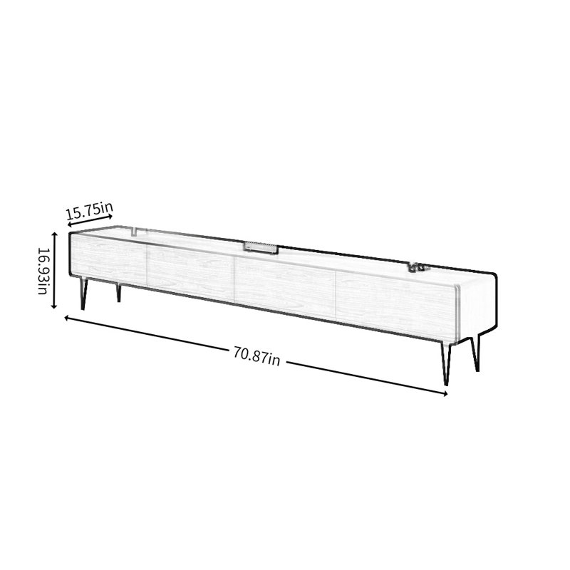 Console de salon moderne, Noir/brun/blanc, H 16,93 po x L 70,87 po x l 15,75 po