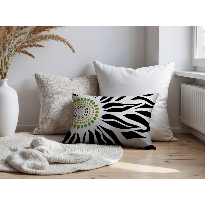 Oreiller rectangulaire intérieur / extérieur Syna, Rectangle H 18 po x l 25 po, Noir