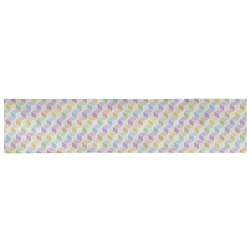 Chemin de table cubique arc-en-ciel Avicia, 91,5 po x 17,5 po, Polyester, Orange / bleu / vert