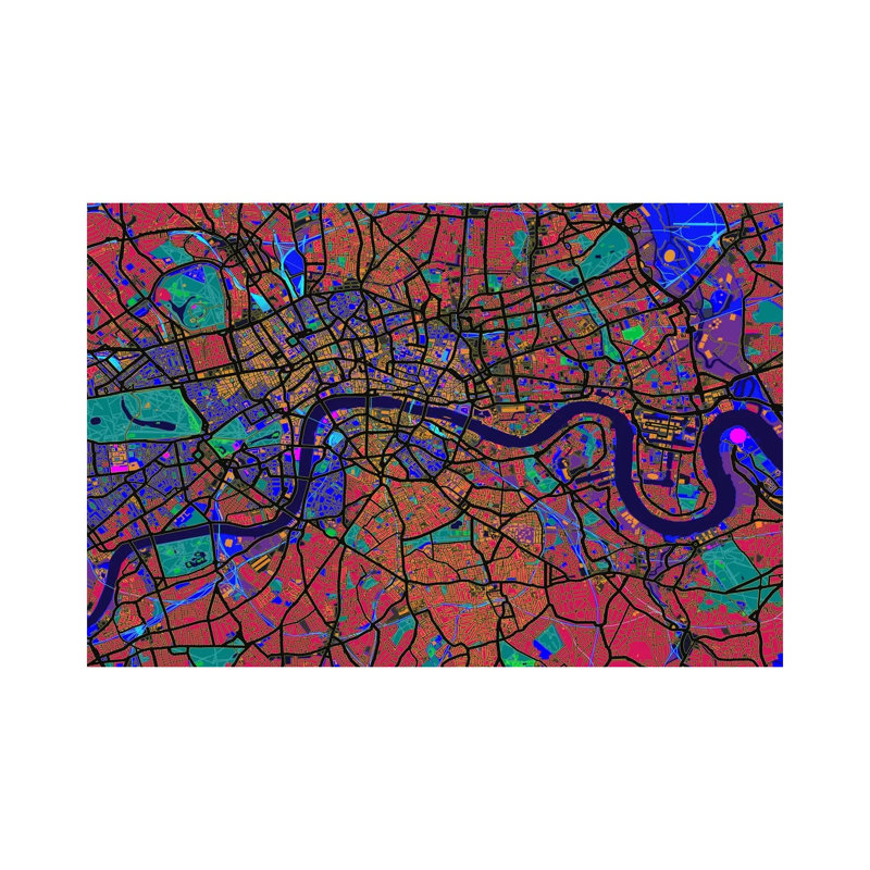 London Map (Abstract) V by Michael Tompsett - Wrapped Canvas Print, 30.48cm H x 45.72cm W x 1.91cm D
