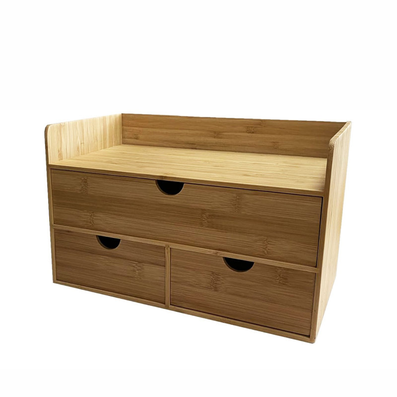 Bamboo Desk Organizer with Drawers Small Desktop Drawers