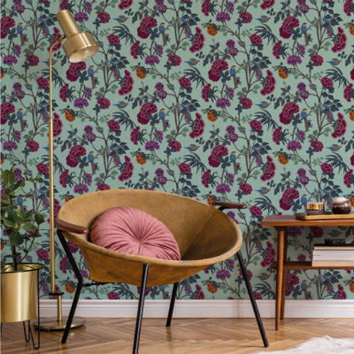 Green Floral Paste The Wall Wallpaper DA23242