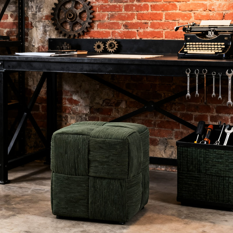Tabouret en velours côtelé doux et confortable pour utilisation multiple, Green