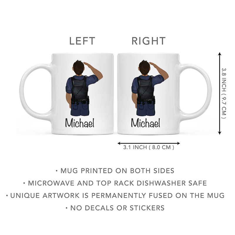Tasse à café personnalisée, Jaune / noir, homme, agent de police 27, Oui