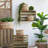 Set of 2 6.5x6.5x6" Brown Cement Planter with Woven Tassel Accent