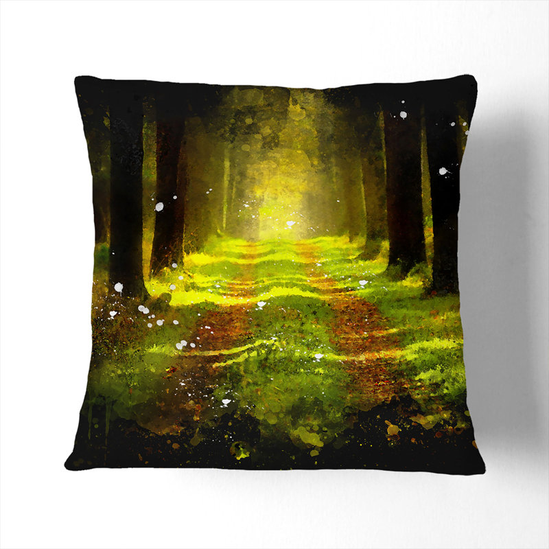 Green Forest Vol.7 Paint Splash Square Throw Cushion, White, 40cm H x 40cm W x 15cm D