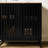 Black Cabinet With Grille Striped Door, And Metal Structure, Modern Design For Home Storage, Spacious Construction, Storage Office