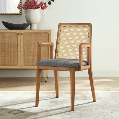Chaise de salle à manger en bois et rotin Monarch