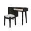 Ensemble de chambre à coucher 3 pièces avec cadre de lit en bois pleine grandeur, 1 table de chevet rétro et 1 coiffeuse de maquillage avec tabouret-1468442250