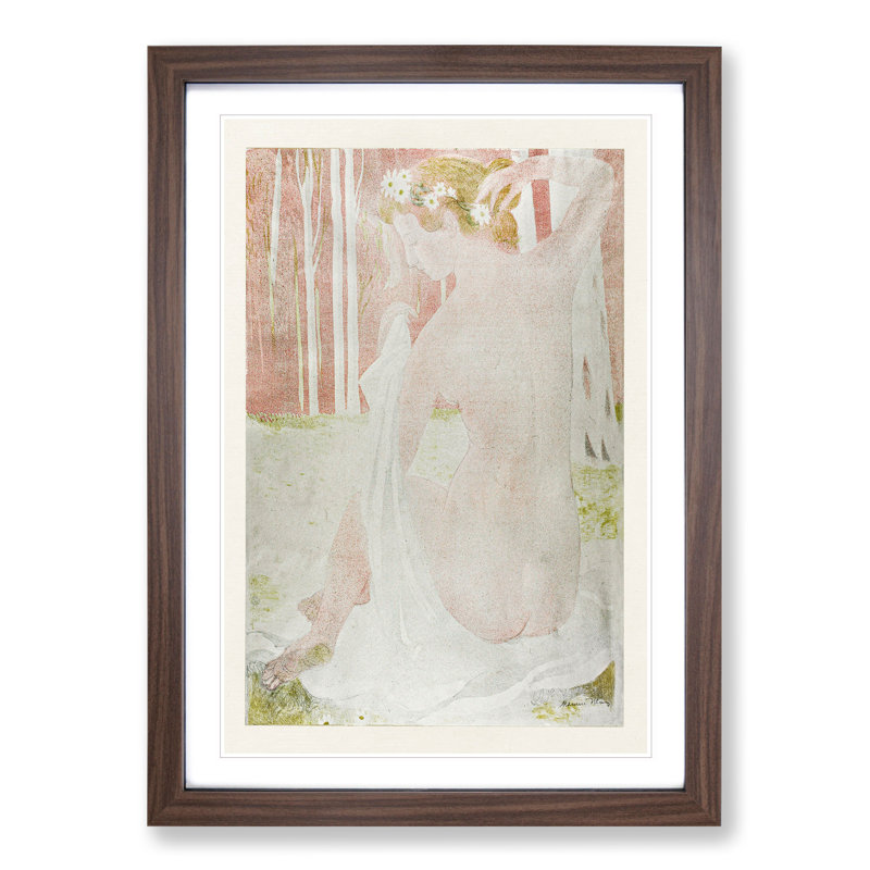 Nymph Crowned with Daisies by Maurice Denis - Picture Frame Painting, 36cm H x 27cm W x 2cm D, Walnut Framed
