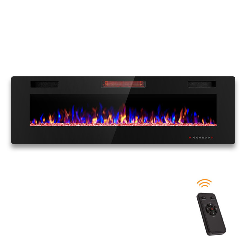 60-Inch Thin Dreamy Electric Fireplace Insert: For Recessed Or Wall-Mounted, Temperature Control At Will, Flame Dance With Remote, Time-Appointed Bliss!