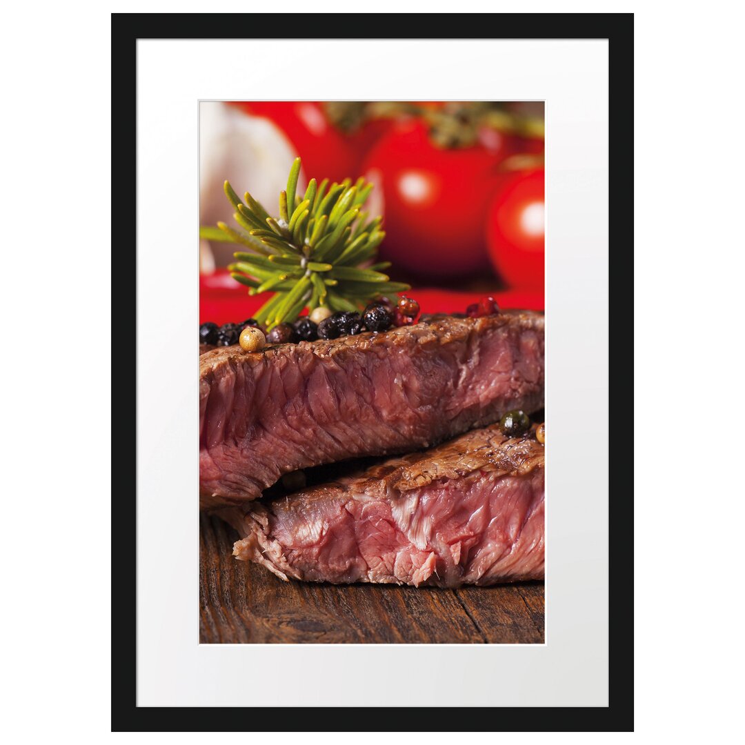 Gerahmtes Poster Saftiges Pfeffer Steak