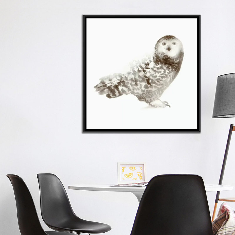 «Owl», reproduction sur toile, H 18 po x l 18 po x P 1,5 po, Toile encadrée noire, Pas de tapis