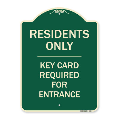 Signe de la série Designer de Signmission - carte-clé de résidence seulement | Enseigne architecturale en aluminium de gros calibre brun clair et vert 18 po x 24 po | Protégez votre entreprise et votre commune | Fabriqué aux États-Unis