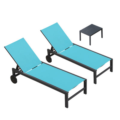 Reclining Chaise Lounge Set With Table by Arlmont & Co.
