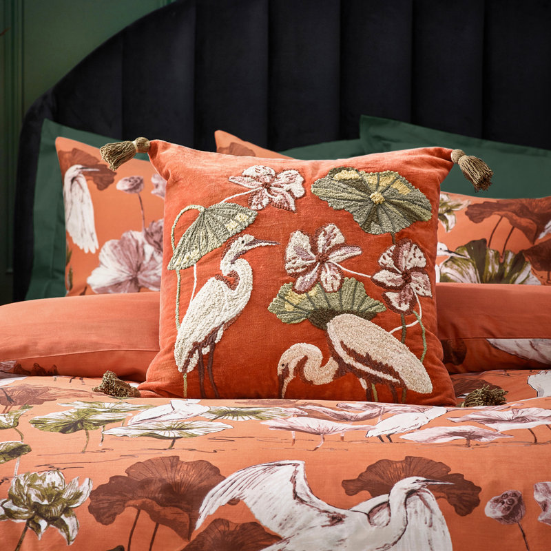 Kushiro Floral Orange Square Cushion