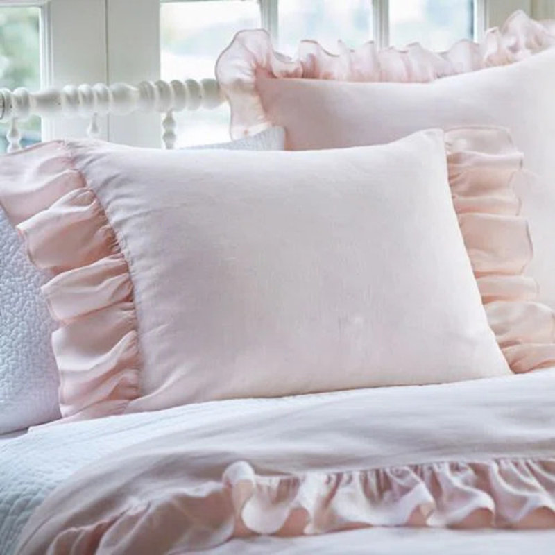Verandah Linen Ruffled Sham, Standard, White